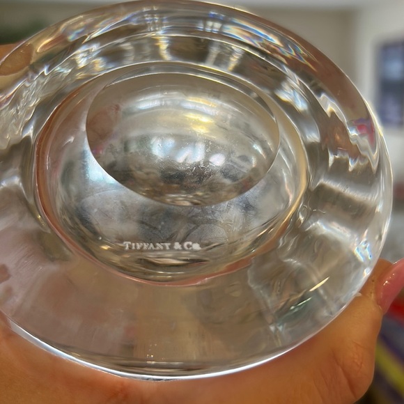 Tiffany & Co.- Spiral Swirl Crystal Clear Vase Hurricane Pattern And Signed - Picture 2 of 3